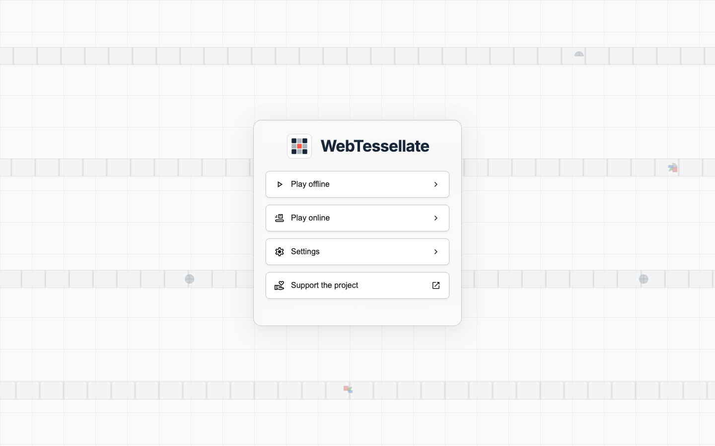 WebTessellate main menu